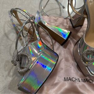 MACH & MACH Iridescent Silver Heels